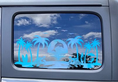 Turtle and Sunset Rear Window Decals