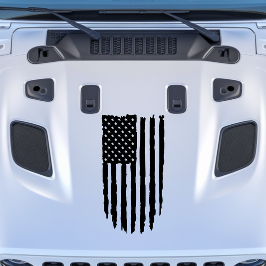 Distressed Flag Hood Decal Style 1