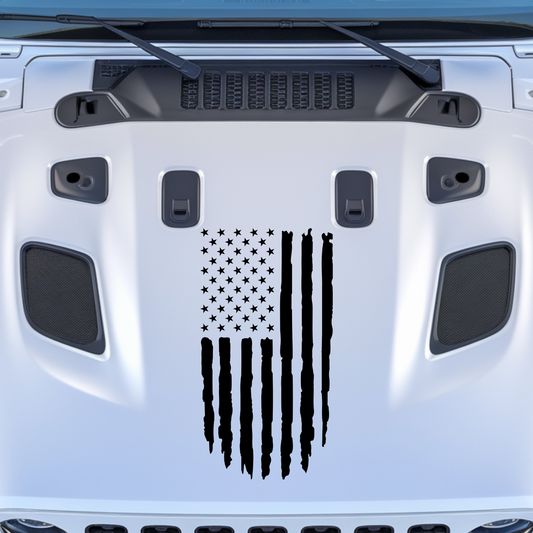 Distressed Flag Hood Decal Style 2