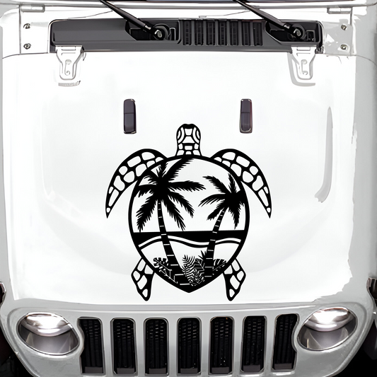 Turtle with Palms Large Hood Decal