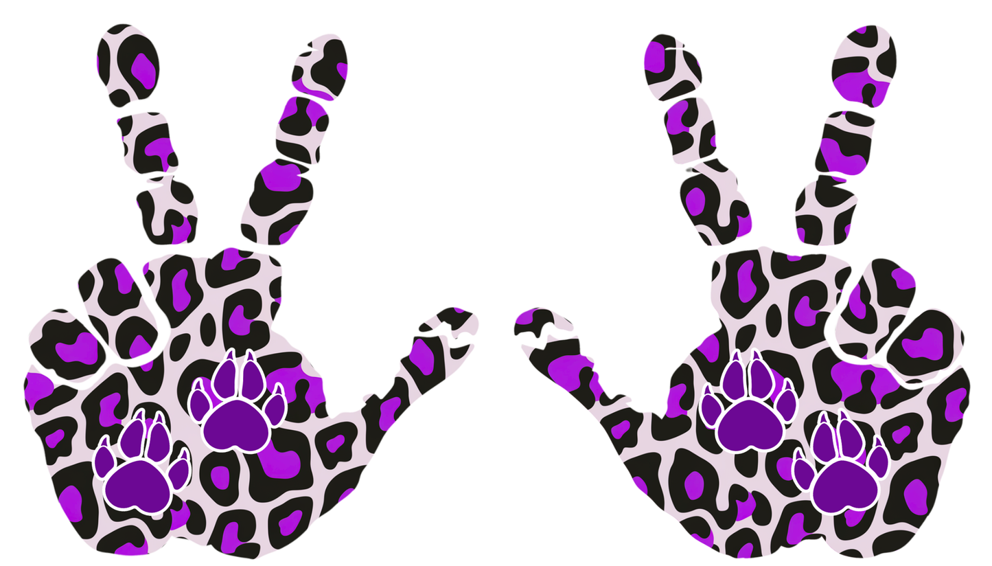 Printed Purple Leopard Waves- With Glitter Paws